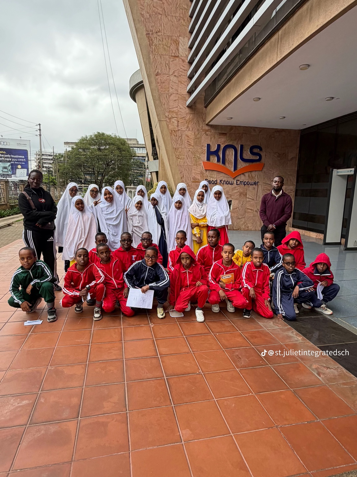 St. Juliet pupils gathered together with their teachers